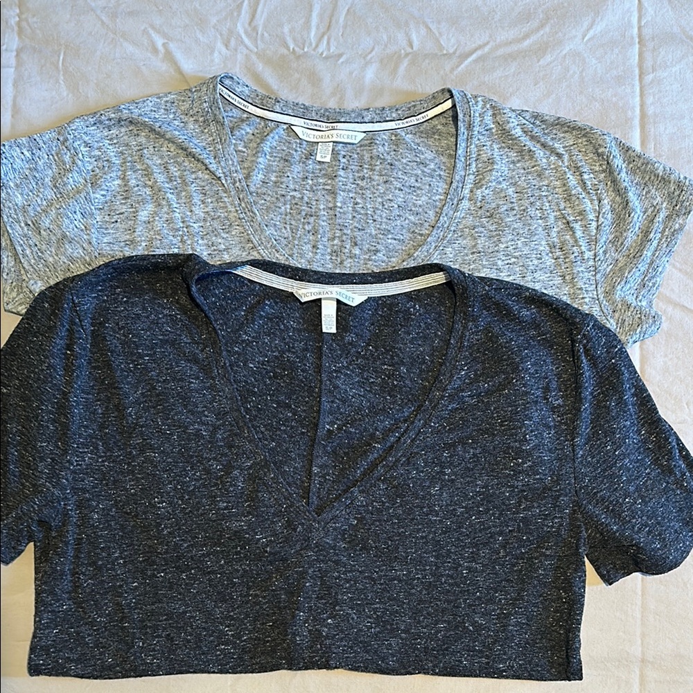 Victoria secret 1 Gray and 1 Black V-Neck T-Shirts